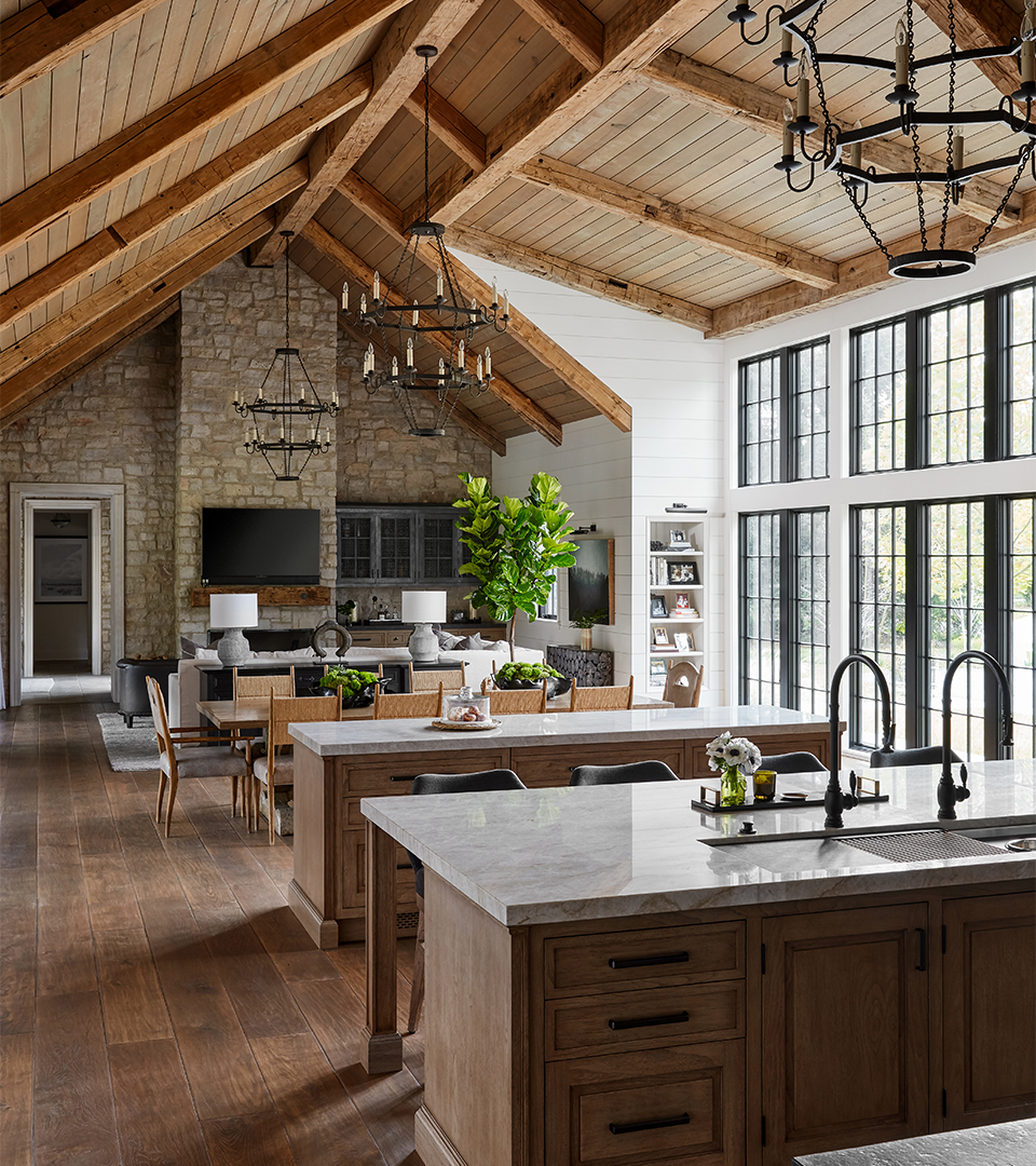 Frank-Ponterio-Interior-Design-Contemporary-Farmhouse-Kitchen-Living-Room
